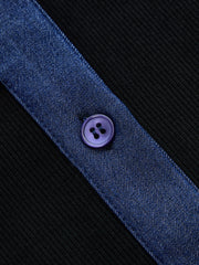 Body côtelé col denim