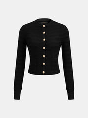 Cardigan bouton métal texturé