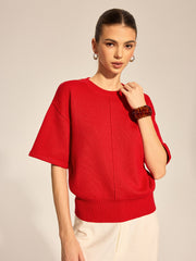 Top tricot couture épaules tombantes