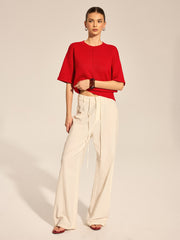 Top tricot couture épaules tombantes