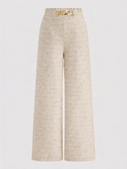 Pantalon tweed écru à chaîne, pièce seule, vue de face