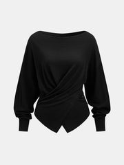 Top tricot croisé manches chauve-souris