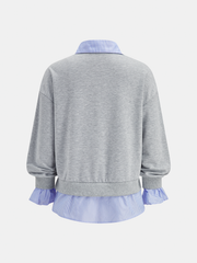 Sweat rayé col effet superposé