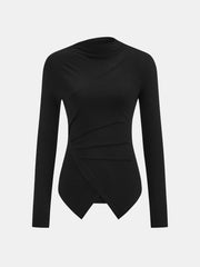 Top asymétrique drapé manches longues
