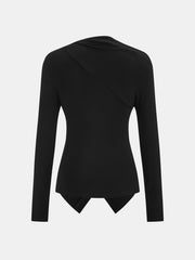 Top asymétrique drapé manches longues