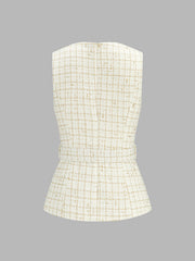 Ensemble tweed ceinturé pantalon plissé