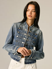 Veste en denim col montant