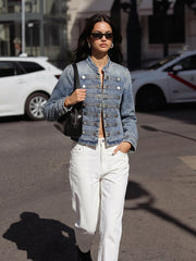 Veste en denim col montant