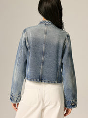 Veste en denim col montant