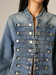 Veste en denim col montant
