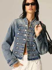 Veste en denim col montant