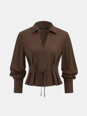 Chemise courte col V ceinturée