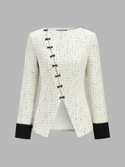 Blazer tweed à grenouillère