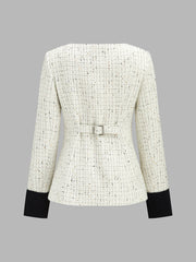Blazer tweed à grenouillère