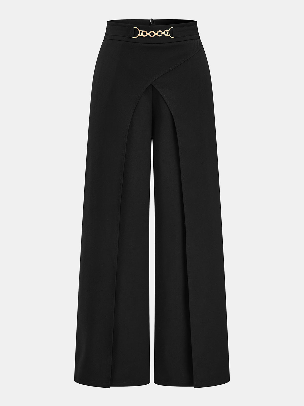Pantalon large à gourmette noir, pièce seule, vue de face