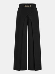 Pantalon large à gourmette noir, pièce seule, vue de face