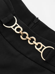Pantalon large à gourmette noir, détail, gourmette