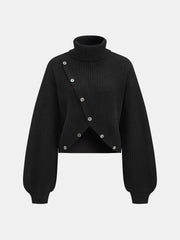 Pull col roulé asymétrique à boutons