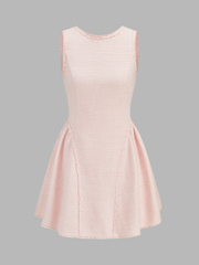 Robe courte sans manches tweed