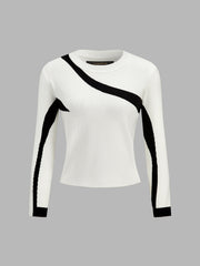 Top maille manches longues colorblock