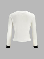 Top maille manches longues colorblock