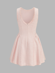 Robe courte sans manches tweed