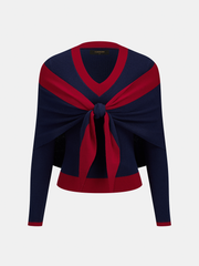 Top tricot châle amovible bicolore