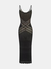 Robe longue fendue en maille