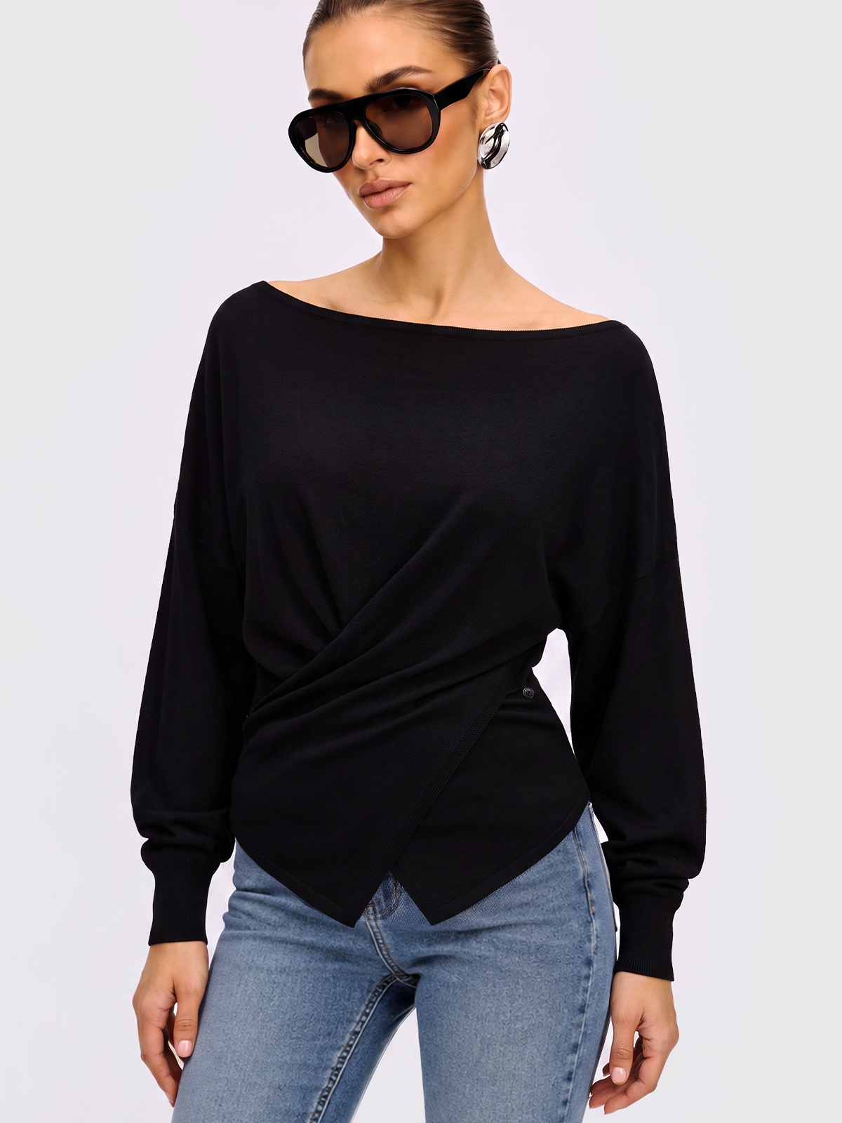 Top tricot croisé manches chauve-souris