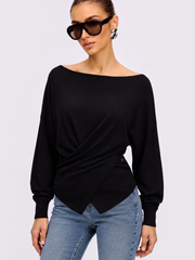 Top tricot croisé manches chauve-souris