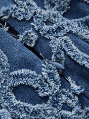 Robe denim fleurie boutons chinois