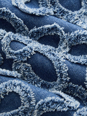 Robe denim fleurie boutons chinois