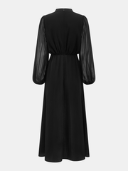 Robe midi noire manches bouffantes