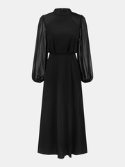 Robe midi noire manches bouffantes