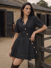 Robe évasée courte en jean