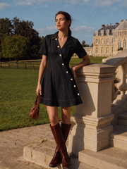Robe évasée courte en jean