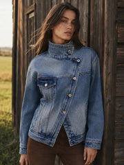 Veste en jean col montant droit