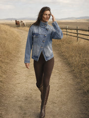 Veste en jean col montant droit