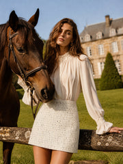 Jupe short trapèze tweed