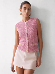 Cardigan boutons métal tricot mixte
