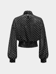 Blouse à pois nœud avec bandeau