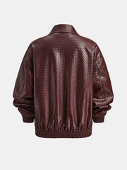 Veste bomber similicuir tressé