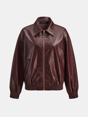 Veste bomber similicuir tressé