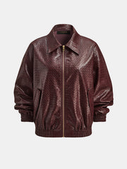 Veste bomber similicuir tressé