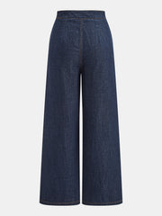 Jean ample à boucle décorative bleu, pièce seule, vue de dos