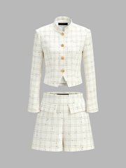 Ensemble short tweed carreaux