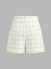 Ensemble short tweed carreaux