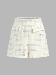 Ensemble short tweed carreaux