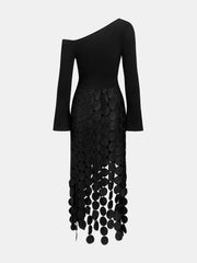 Robe midi asymétrique à franges