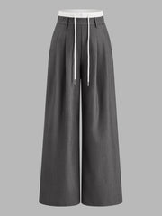 Pantalon ample à cordon contrasté gris, pièce seule, vue de face